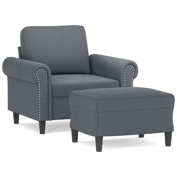 vidaXL Fauteuil avec repose-pied Gris foncé 60 cm Velours