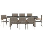 vidaXL Ensemble de salle à manger pour jardin 9 Pièces Gris Poly rotin