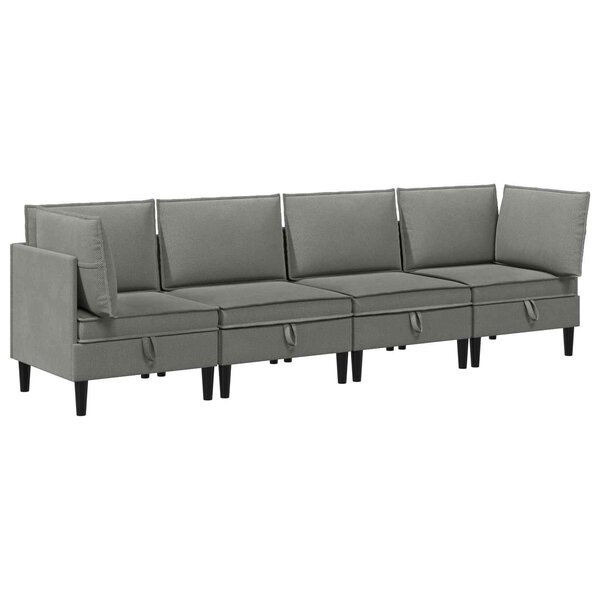 vidaXL Ensemble de meubles pour le salon 4 Pièces Gris foncé Tissu