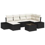 vidaXL Ensemble de canapé de jardin avec coussin 7 Pièces Noir et crème