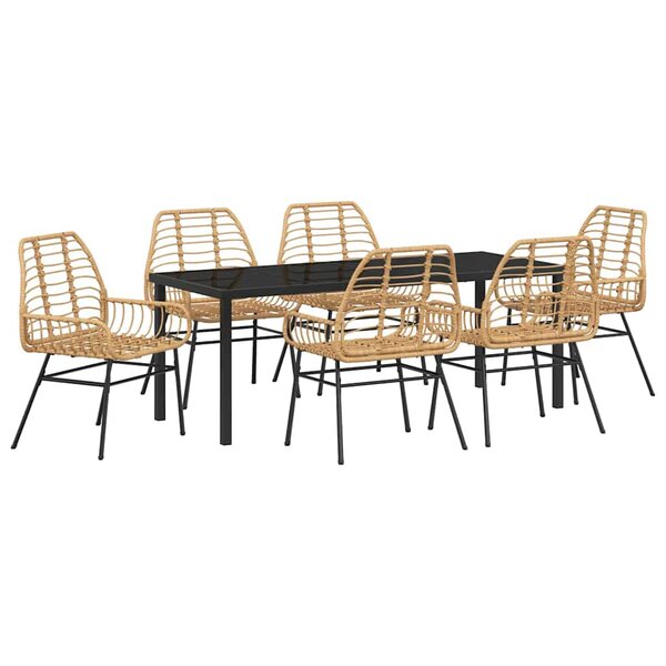 vidaXL Ensemble de salle à manger pour jardin 7 pc Marron polyrotin