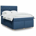 vidaXL Sommier à lattes de lit avec matelas Bleu 140x190 cm Tissu
