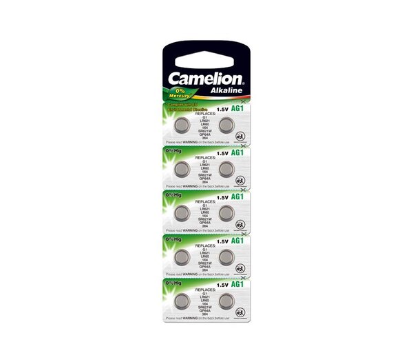 Blister de 10 piles Alcaline AG1 - 364 - LR621 0  Mercury/Hg CAMELION