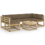 vidaXL Salon de jardin 7 Pièces avec coussins bois de pin imprégné