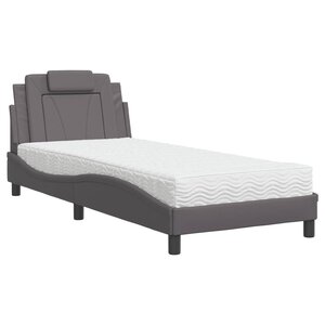 vidaXL Lit avec matelas gris 90x190 cm similicuir