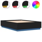 vidaXL Cadre de lit avec lumières LED noir 160x200cm bois d'ingénierie