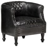 vidaXL Fauteuil tube Noir 62x58x65 cm Cuir véritable
