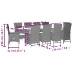 vidaXL Ensemble à manger de jardin et coussins 11 Pièces beige poly rotin