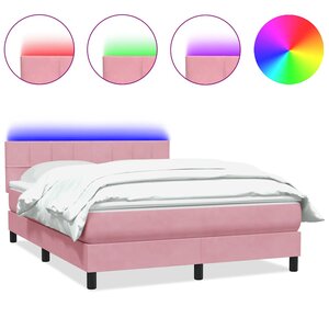 vidaXL Sommier à lattes de lit avec matelas rose 160x220 cm velours