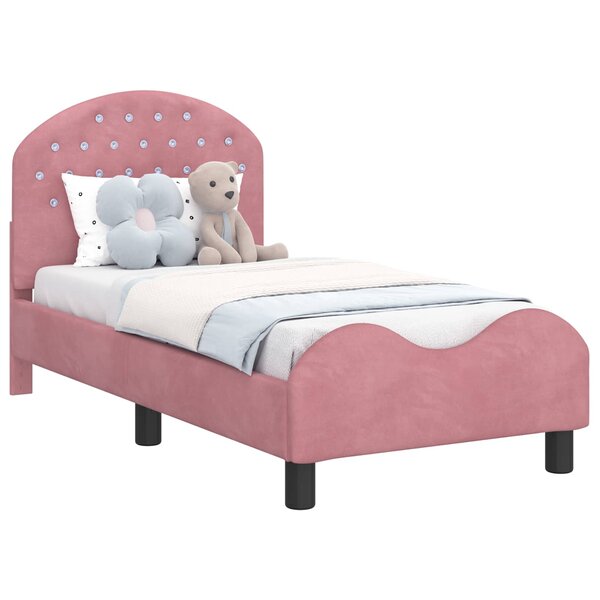 vidaXL Cadre de lit pour tout-petit avec tête de lit Rose 70 x 140 cm