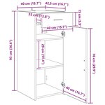 vidaXL Buffet Chêne noir 42 5 x 40 x 93 cm Bois d'ingénierie