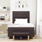 Lit à sommier box avec matelas et banc Marron foncé 120x200 cm en tissu