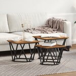 Tables d'appoint vidaXL 3 Pièces en vieux bois en bois reconstitué