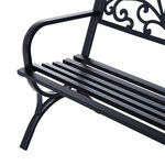 Outsunny Banc de Jardin terrasse en Acier Fonte Noir 3 Places 127 x 60 x 85 cm Charge Max 250 Kg