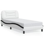 vidaXL Cadre de lit avec lumières LED blanc noir 90x200 cm similicuir