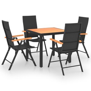 vidaXL Ensemble à manger de jardin 5 Pièces noir et marron