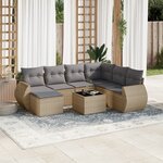 vidaXL Salon de jardin avec coussins 8 Pièces beige résine tressée