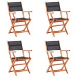 vidaXL Chaises pliables de jardin lot de 4 Noir Eucalyptus textilène