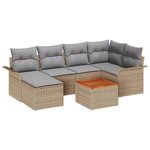 vidaXL Ensemble de canapé de jardin 7 Pièces Beige Poly rotin