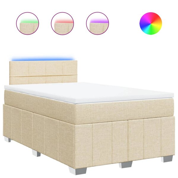 vidaXL Sommier à lattes de lit avec matelas crème 120x190 cm tissu