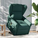 vidaXL Fauteuil inclinable de massage Vert foncé Tissu