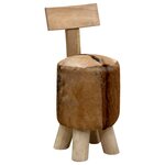 vidaXL Tabouret cuir de chèvre et Bois de teck solide