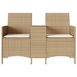 vidaXL Canapé de jardin 2 places avec table et coussins résine tressée