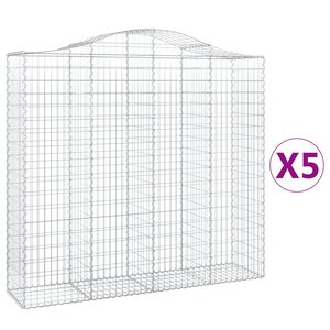 vidaXL Paniers à gabions arqués 5 Pièces 200x50x180/200 cm Fer galvanisé
