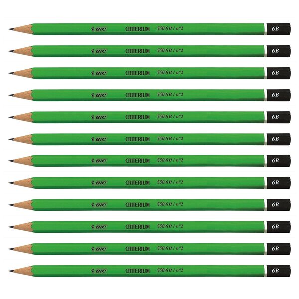 Crayon papier graphite Hexagonal CRITERIUM 550 Mine 6B x 12 BIC