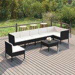 vidaXL Salon de jardin 8 Pièces avec coussins résine tressée noir