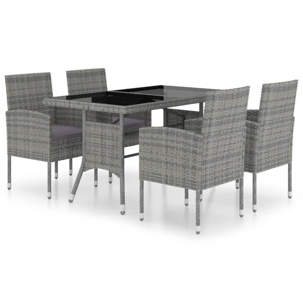 vidaXL Ensemble à manger de jardin 5Pièces Résine tressée Anthracite gris