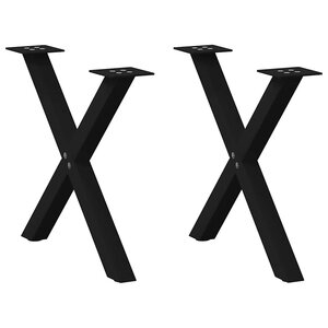 vidaXL Pieds de table basse en forme de X  2 pièces  noir  60 x (42-43) cm  acier