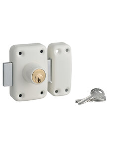 THIRARD - Verrou double entrée Apache pour porte d'entrée  cylindre 45mm  acier  3 clés  époxy blanc - THIRARD