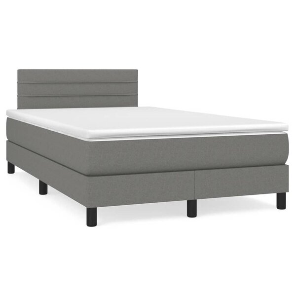 vidaXL Sommier à lattes de lit avec matelas Gris foncé 120x200cm Tissu