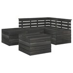 vidaXL Salon palette de jardin 5 Pièces Bois de pin massif Gris foncé