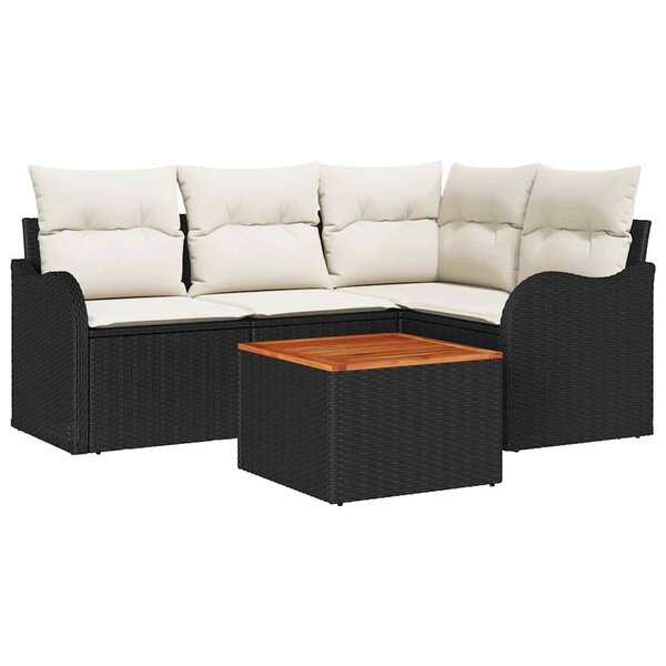 vidaXL Ensemble de canapé de jardin 5 Pièces Noir et blanc