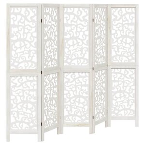 vidaXL Cloison de séparation 5 panneaux blanc bois de paulownia massif