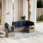 vidaXL Salon de jardin 5 Pièces avec coussins gris résine tressée