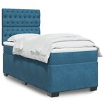 vidaXL Sommier à lattes de lit avec matelas bleu 80x200 cm velours