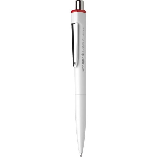 Stylo à bille K3 Biosafe blanc Pointe Moyenne rouge x 10 SCHNEIDER