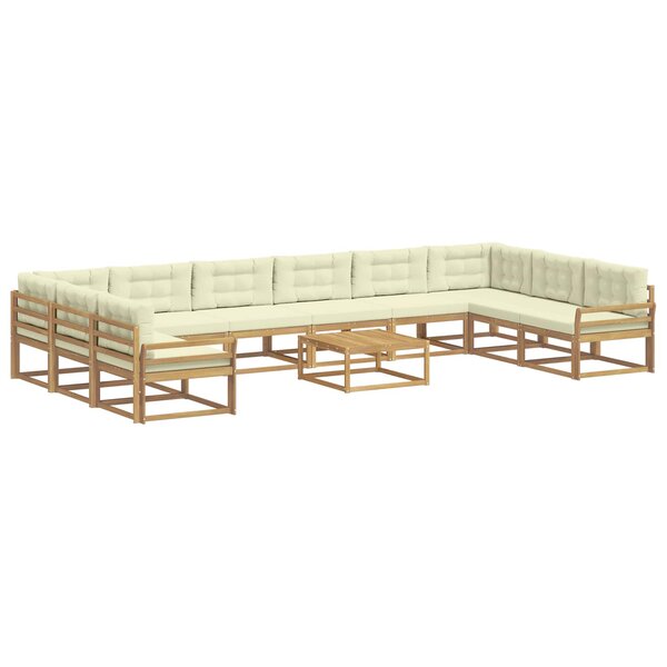 vidaXL Ensemble de canapés d'extérieur 11 Pièces Blanc et crème
