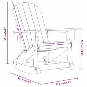 vidaXL Chaise à bascule Adirondack blanche 73 5 x 92 x 90 cm en HDPE.