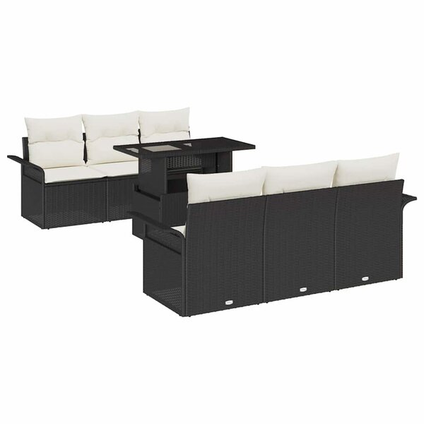 vidaXL Ensemble de canapé de jardin 7 pc Noir