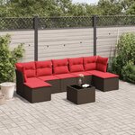 vidaXL Salon de jardin 8 Pièces avec coussins marron résine tressée