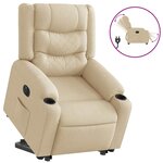 vidaXL Fauteuil inclinable électrique crème tissu