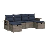vidaXL Salon de jardin 6 Pièces avec coussins gris résine tressée