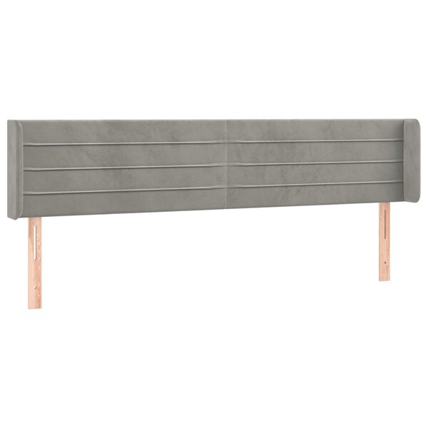 vidaXL Tête de lit avec oreilles Gris clair 183x16x78/88 cm Velours