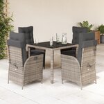vidaXL Ensemble à manger de jardin 5 Pièces coussins gris résine tressée