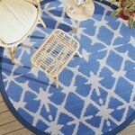 vidaXL Tapis d'extérieur bleu et blanc Ø200 cm PP
