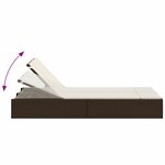 vidaXL Chaise longue double avec coussins marron résine tressée